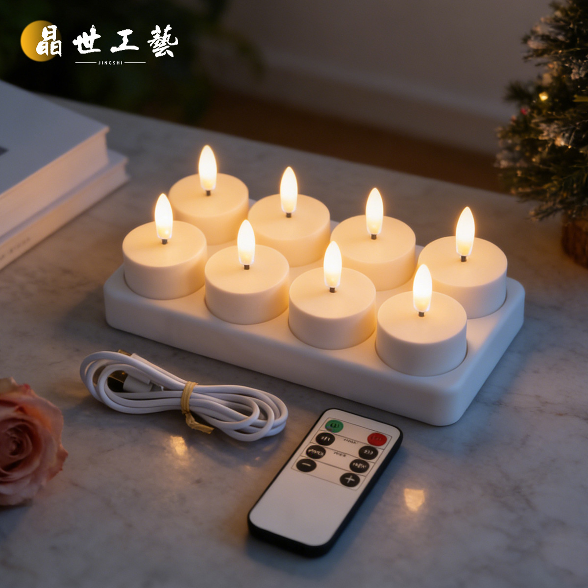 طقم 4 شموع LED قابلة للشحن مع ريموت - بلا نار و بلا خطر