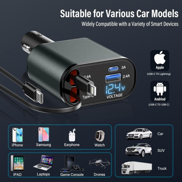 Chargeur de Voiture USB Multi-Portsشاحن سيارة متعدد المنافذ - Image 2