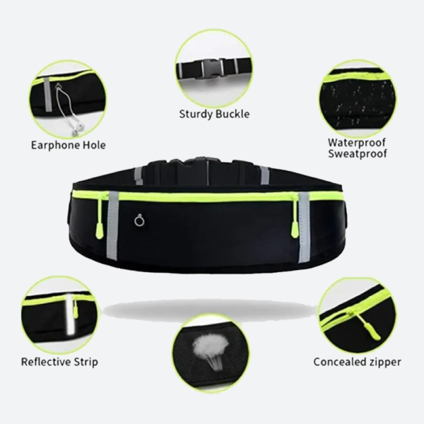 Ceinture de Course Étanche avec Poches Multiples حزام جري مقاوم للماء بجيوب متعددة - Image 2